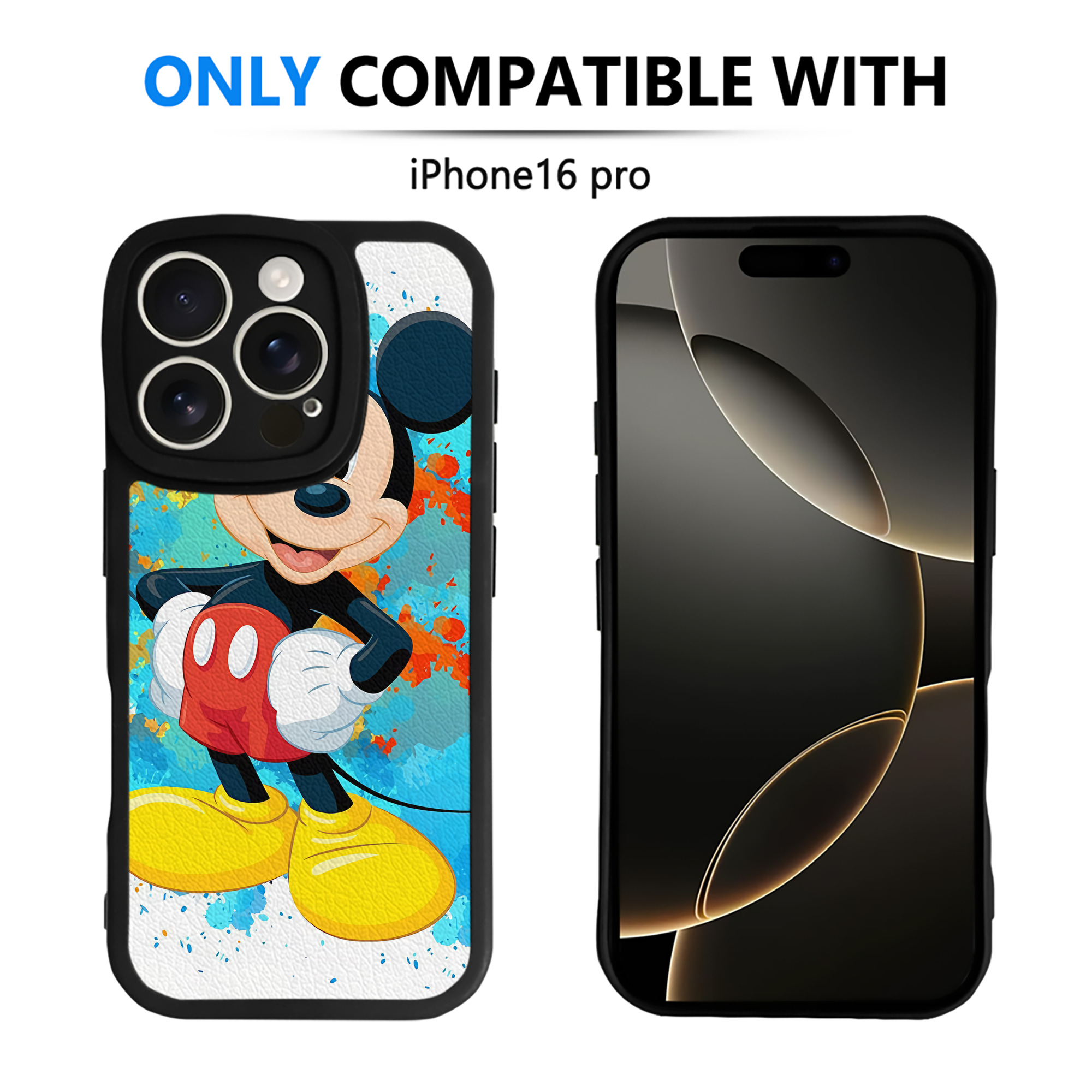 （画像用） ミッキーマウス Mickey Mouse 【iPhone 16シリーズ対応】シリコンスマホケース（レザー調） 材質：シリコン